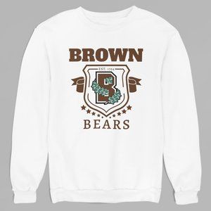 NWT Brown University Bears Established 1764 Shield Banner Sweatshirt WHITE